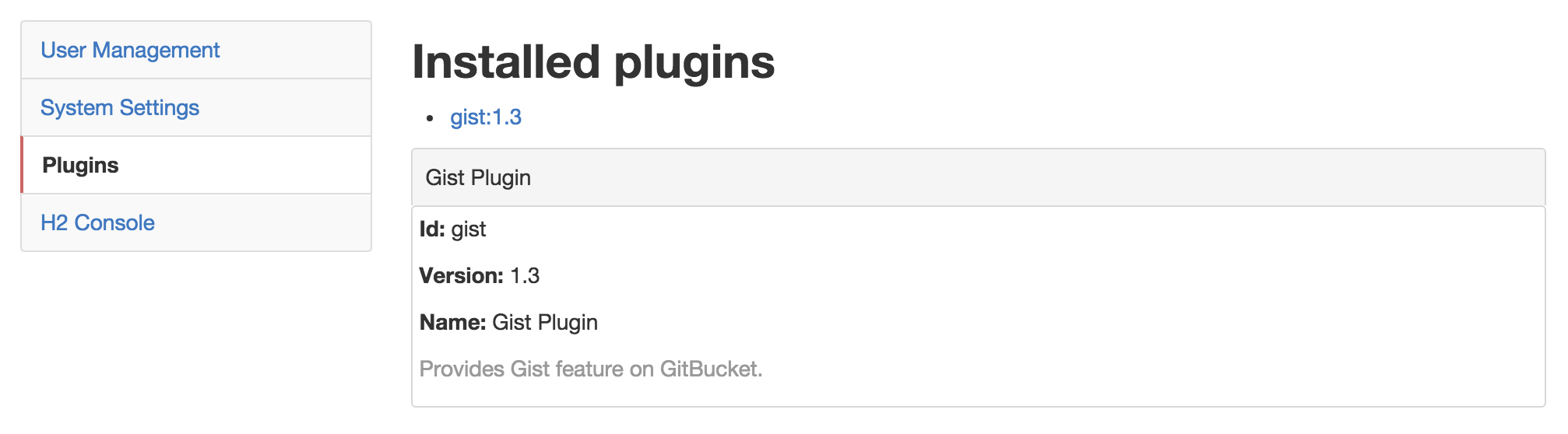 Installed plugins