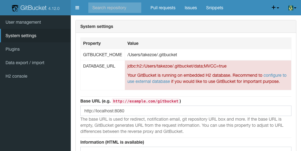 Caution for database configuration