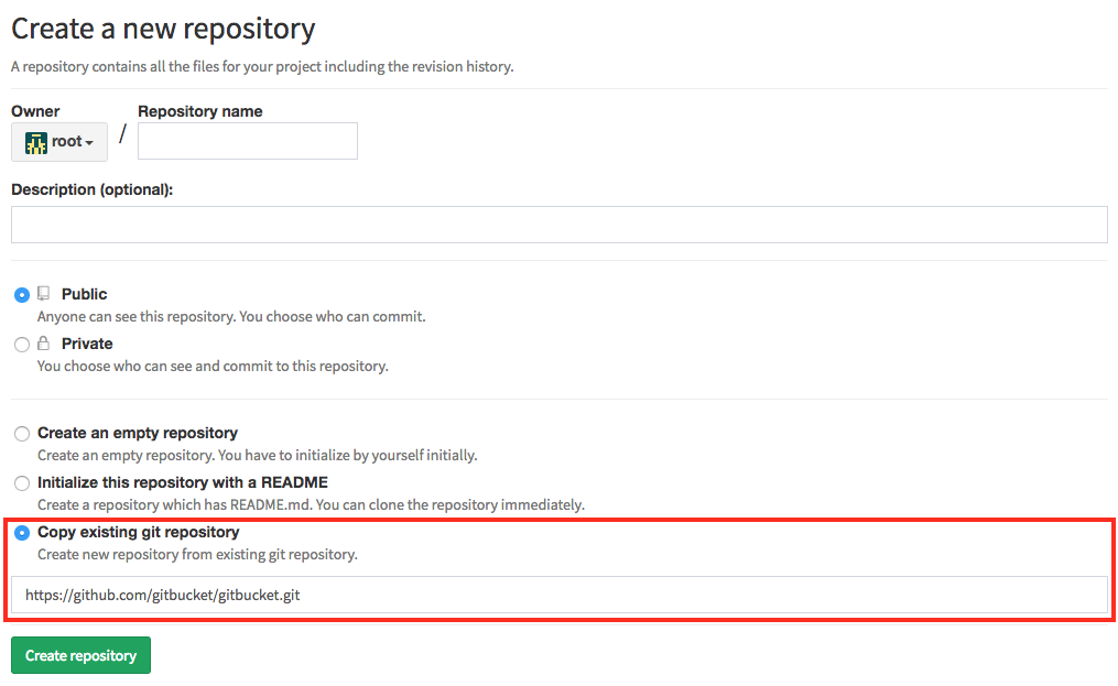 Copy existing repository