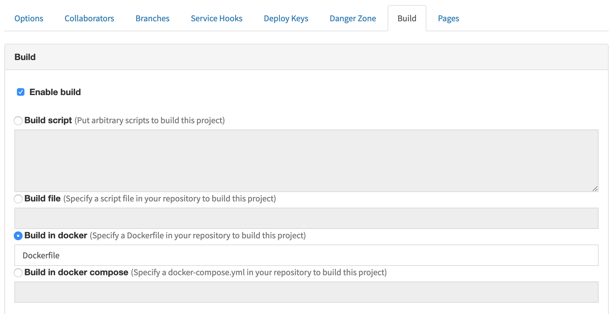 Docker build setting