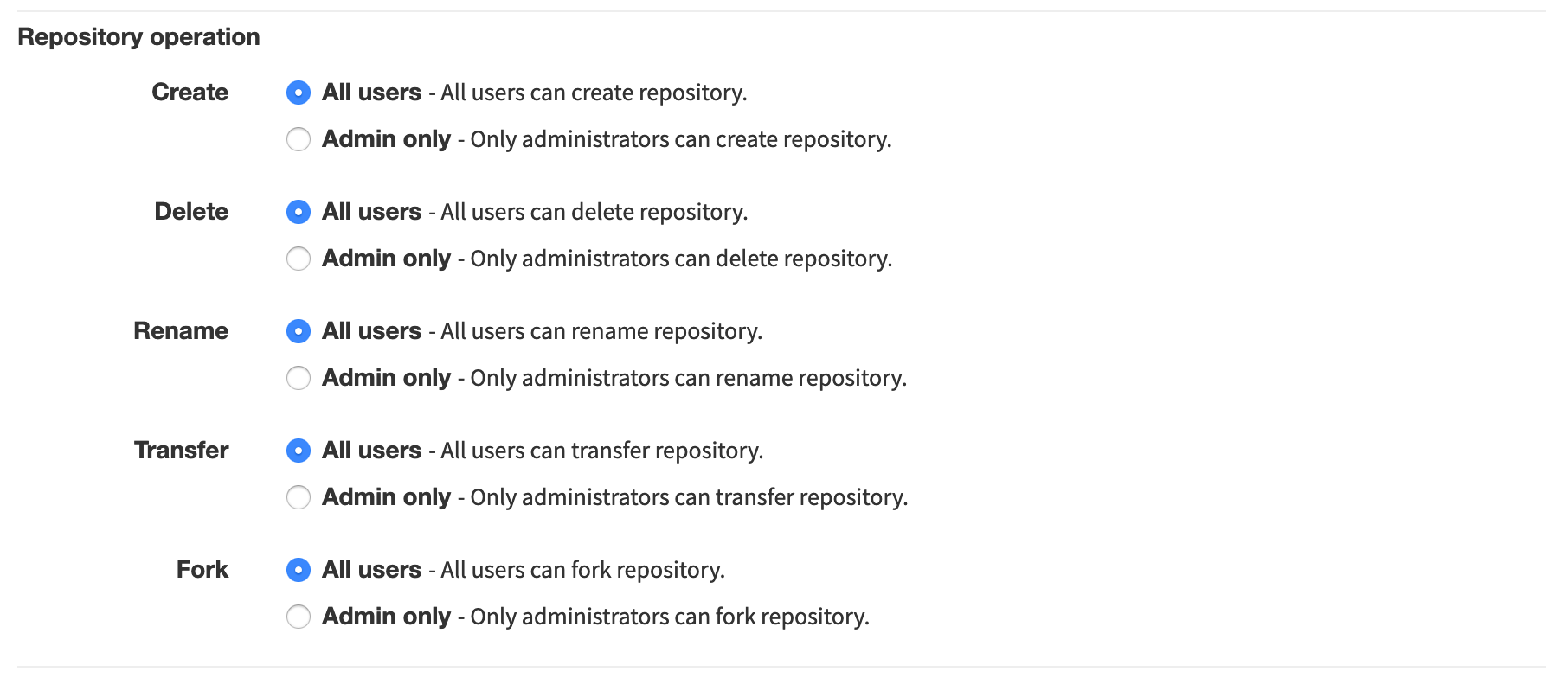 Restrict repository operations