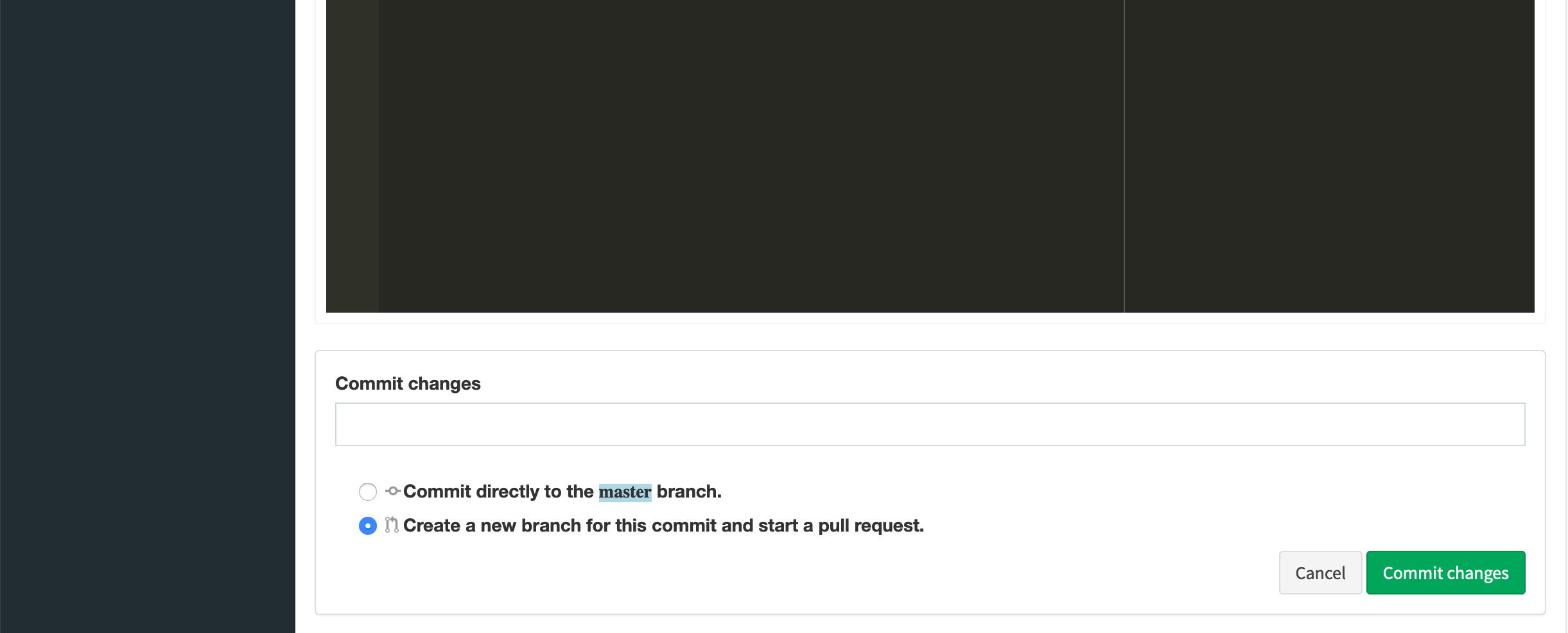Create pull request from the editor