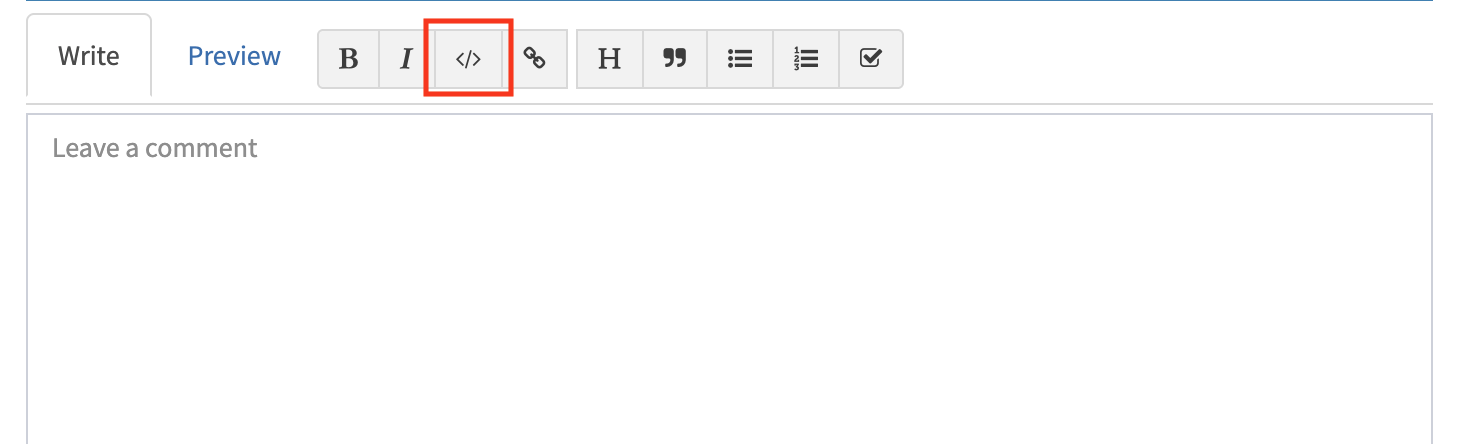 Markdown code formatting button